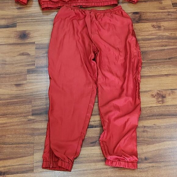 VTG Nylon 90's Beaded Red & Turquoise Track Suit Set - Picture 12 of 13